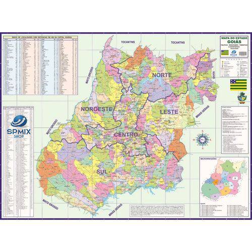 Tamanhos, Medidas e Dimensões do produto Mapa Estado de Goiás Atualizado - 120cm X 90cm Gigante