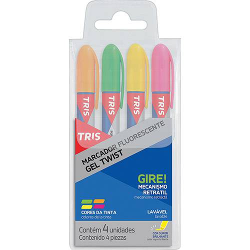 Tamanhos, Medidas e Dimensões do produto Marcador Fluor Gel Twist 4 Cores - Tris