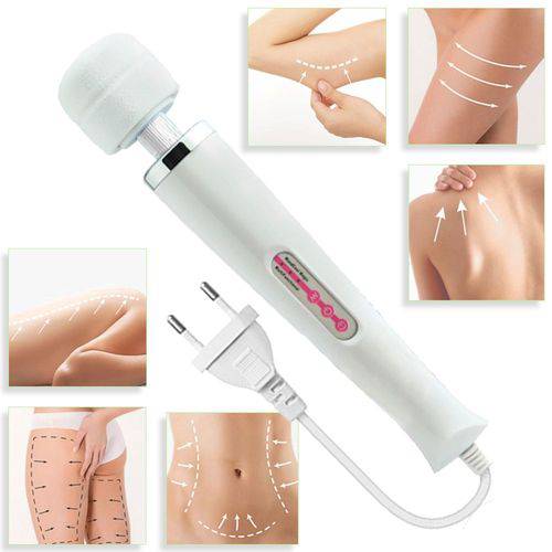 Tamanhos, Medidas e Dimensões do produto Massageador Terapêutico Magic Wand Elétrico Branco 36cm / 10 Vibrações, Alta Frequência 9000 Rpm / Varinha Mágica /Alivia Tensão, Dores, Fadiga /Relaxa Músculos, Melhora Circulação