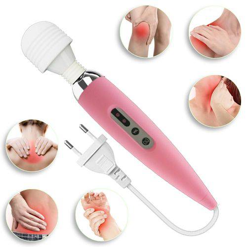 Tamanhos, Medidas e Dimensões do produto Massageador Terapêutico Magic Wand Elétrico Rosa 26cm Bivolt / 12 Vibrações, Alta Frequência / Varinha Mágica / Alivia Tensão, Dores, Fadiga / Relaxa Músculos, Melhora a Circulação