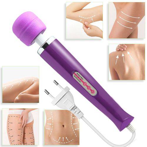 Tamanhos, Medidas e Dimensões do produto Massageador Terapêutico Magic Wand Elétrico Roxo 36cm / 10 Vibrações, Alta Frequência 9000 Rpm / Varinha Mágica /Alivia Tensão, Dores, Fadiga /Relaxa Músculos, Melhora a Circulação