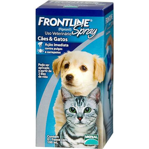 Tamanhos, Medidas e Dimensões do produto Medicamento Antipulgas e Carrapatos P/ Cães e Gatos Spray 100ml - Frontline