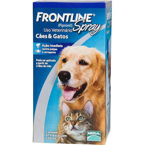 Tamanhos, Medidas e Dimensões do produto Medicamento Antipulgas e Carrapatos P/ Cães e Gatos Spray 250ml - Frontline