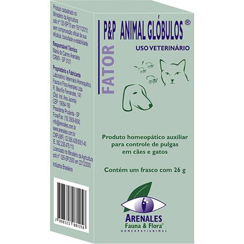 Tamanhos, Medidas e Dimensões do produto Medicamento Homeopático Arenales Fator P&P Animal Glóbulos 26g