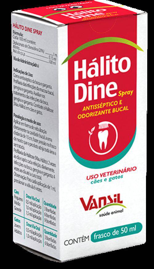 Tamanhos, Medidas e Dimensões do produto Medicamento para Halito Saudavel Paracachorroe Gatos Halito Dine - 50 Ml -