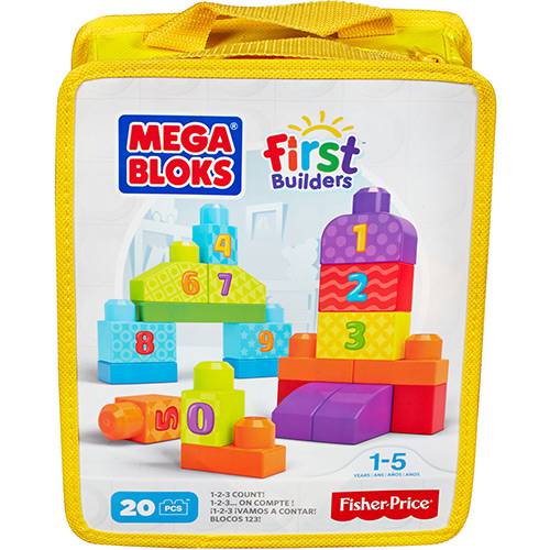 Tamanhos, Medidas e Dimensões do produto Mega Bloks First Builders Sacola Números 20 Peças - Mattel