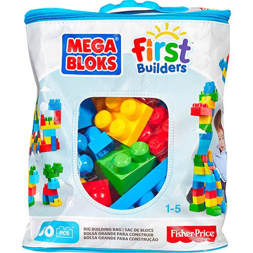 Tamanhos, Medidas e Dimensões do produto Mega Bloks First Builders Sacola Números 60 Peças - Mattel