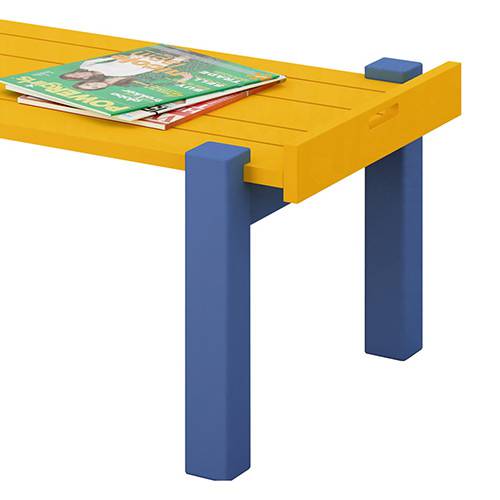 Tamanhos, Medidas e Dimensões do produto Mesa Centro Retangular Barra Estilo Bandeja Azul/Amarelo (38,5x94x51,4cm) - Katzer