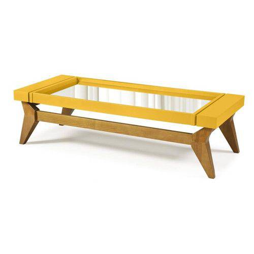 Tamanhos, Medidas e Dimensões do produto Mesa de Centro Crystal com Espelho - Amarelo - Tommy Design