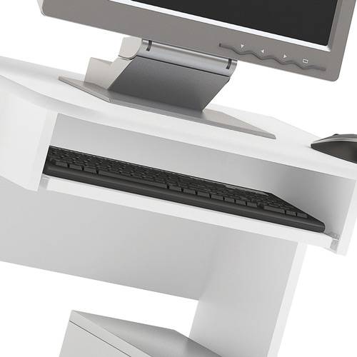 Tamanhos, Medidas e Dimensões do produto Mesa de Computador com 1 Compartimento e Corrediças Metálicas para Teclado - MC 8009 - Branca - Art In Móveis