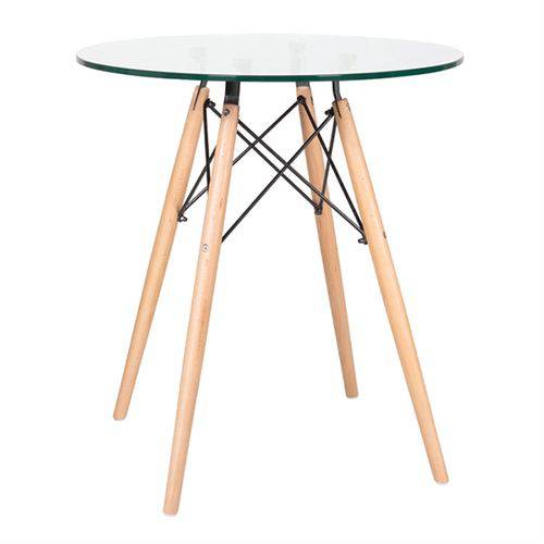 Tamanhos, Medidas e Dimensões do produto Mesa de Jantar Redonda Eames Eiffel - Wood - Tampo de Vidro - 70 Cm
