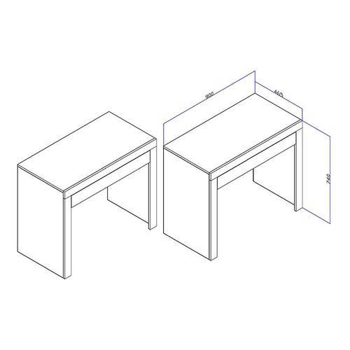 Tamanhos, Medidas e Dimensões do produto Mesa para Computador com 1 Gaveta 421 - Movelbento - Rustico / Branco