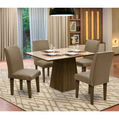 Tamanhos, Medidas e Dimensões do produto Mesa para Sala de Jantar com 4 Cadeiras Florença – Dôbue - Castanho / Bege / Mascavo