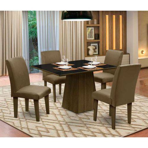 Tamanhos, Medidas e Dimensões do produto Mesa para Sala de Jantar com 4 Cadeiras Florença – Dôbue - Castanho / Preto / Castor
