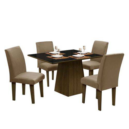 Tamanhos, Medidas e Dimensões do produto Mesa para Sala de Jantar com 4 Cadeiras Florença – Dôbue - Castanho / Preto / Mascavo