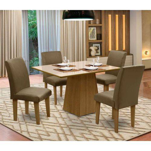 Tamanhos, Medidas e Dimensões do produto Mesa para Sala de Jantar com 4 Cadeiras Florença – Dôbue - Mel / Bege / Castor