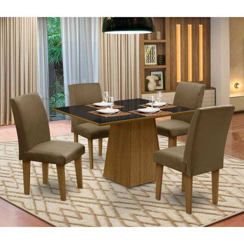 Tamanhos, Medidas e Dimensões do produto Mesa para Sala de Jantar com 4 Cadeiras Florença – Dôbue - Mel / Preto / Castor