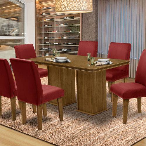 Tamanhos, Medidas e Dimensões do produto Mesa para Sala de Jantar com 6 Cadeiras Amsterdam – Dobuê Movelaria - Mell / Marsala