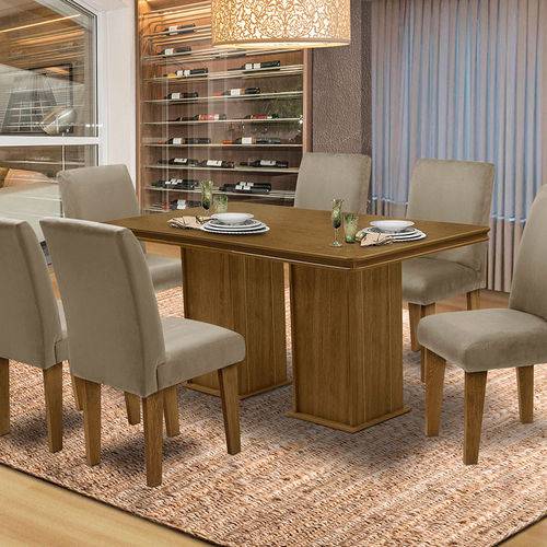 Tamanhos, Medidas e Dimensões do produto Mesa para Sala de Jantar com 6 Cadeiras Amsterdam – Dobuê Movelaria - Mell / Mascavo