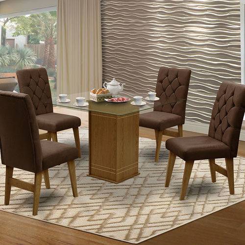 Tamanhos, Medidas e Dimensões do produto Mesa para Sala de Jantar Saint Louis com 4 Cadeiras – Dobuê Movelaria - Mell / Chocolate
