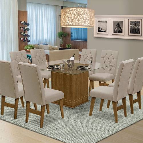 Tamanhos, Medidas e Dimensões do produto Mesa para Sala de Jantar Saint Louis com 8 Cadeiras – Dobuê Movelaria - Mell / Areia