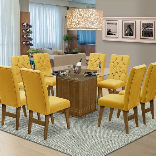 Tamanhos, Medidas e Dimensões do produto Mesa para Sala de Jantar Saint Louis com 8 Cadeiras – Dobuê Movelaria - Mell / Canario