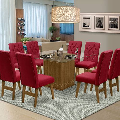 Tamanhos, Medidas e Dimensões do produto Mesa para Sala de Jantar Saint Louis com 8 Cadeiras – Dobuê Movelaria - Mell / Vinho