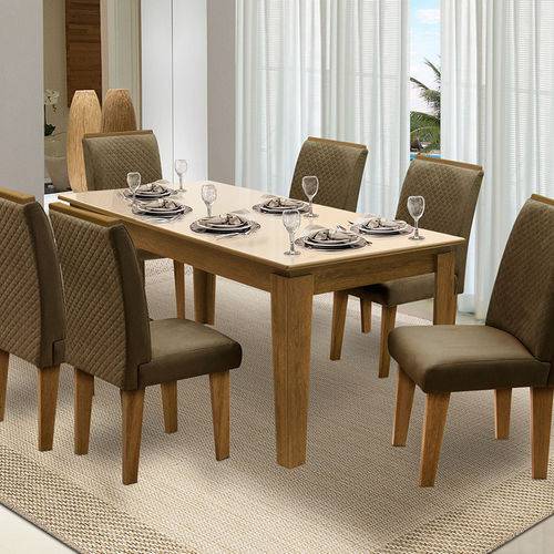 Tamanhos, Medidas e Dimensões do produto Mesa para Sala de Jantar Saint Michel com 6 Cadeiras – Dobuê Movelaria - Mell / Bege / Cacau