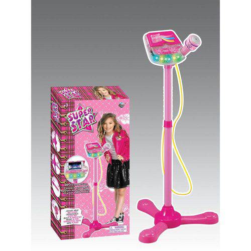 Tamanhos, Medidas e Dimensões do produto Microfone Karaoke Luz Som Mp3 Rosa