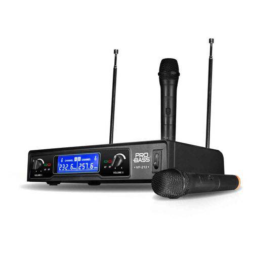 Tamanhos, Medidas e Dimensões do produto Microfone Sem Fio Wireless Duplo Pro Bass Vf 212 Vhf