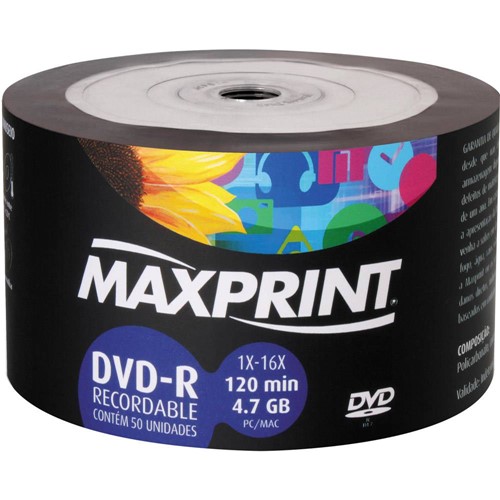 Tamanhos, Medidas e Dimensões do produto Mídia Gravável Max Dvd 4.7Gb Bulk50/16X