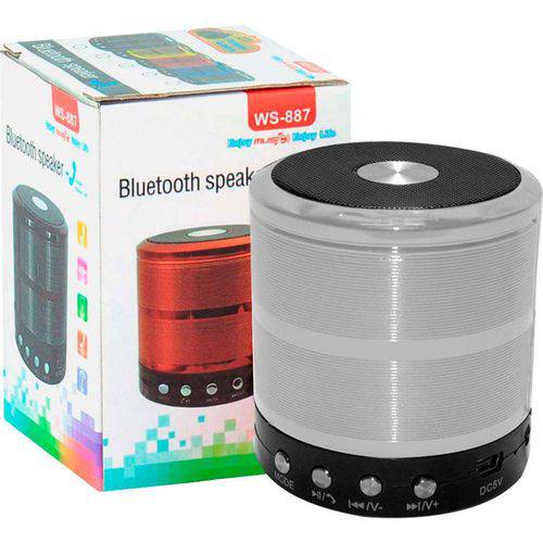 Tamanhos, Medidas e Dimensões do produto Mini Caixa de Som Portátil Bluetooth WS-887 com Rádio FM - Prata