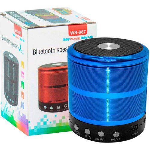 Tamanhos, Medidas e Dimensões do produto Mini Caixa de Som Portátil Speaker Ws-887 - Azul AZUL