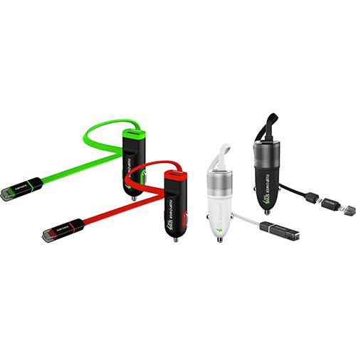 Tamanhos, Medidas e Dimensões do produto Mini Carregador Automotivo 1 Saída USB 2.4A Cabo Micro USB/Lightning