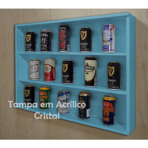 Tamanhos, Medidas e Dimensões do produto Mini Estante Vitrine para Coleções Miniaturas / Cervejas Laquaeda - Azul