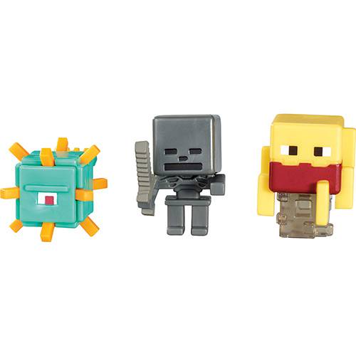 Tamanhos, Medidas e Dimensões do produto Mini-Figuras Minecraft - Guardião, Wither Skeleton e Blaze - Mattel
