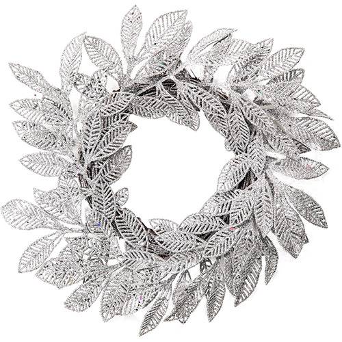 Tamanhos, Medidas e Dimensões do produto Mini Guirlanda Folhas Secas em Glitter, Prata - Christmas Traditions