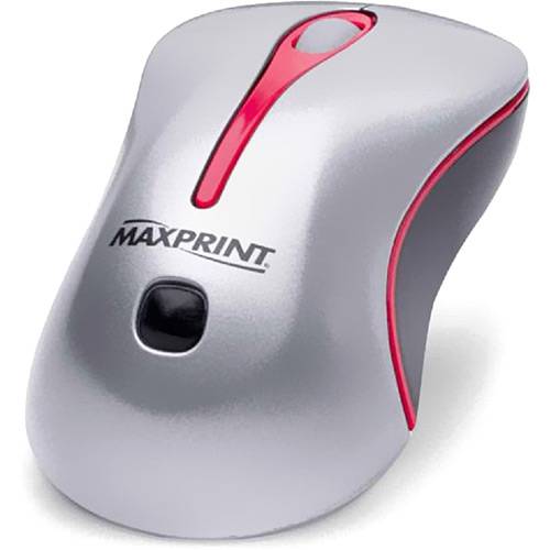 Tamanhos, Medidas e Dimensões do produto Mini Mouse Óptico USB Prata/Vermelho - Maxprint