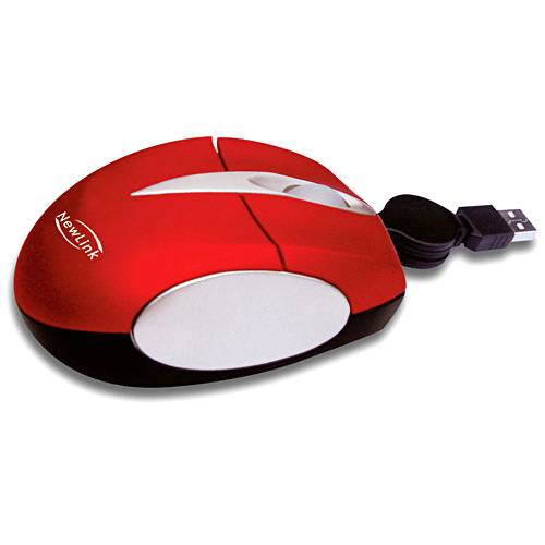 Tamanhos, Medidas e Dimensões do produto Mini Mouse Retrátil Soft C/ Acabamento Emborrachado - Vermelho - New Link