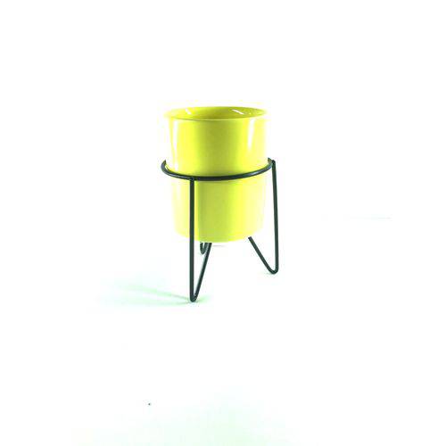 Tamanhos, Medidas e Dimensões do produto Mini Vaso com Suporte Metalico Amarelo