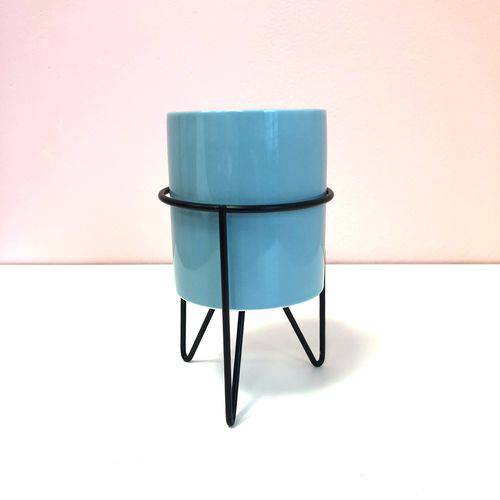 Tamanhos, Medidas e Dimensões do produto Mini Vaso com Suporte Metalico Azul