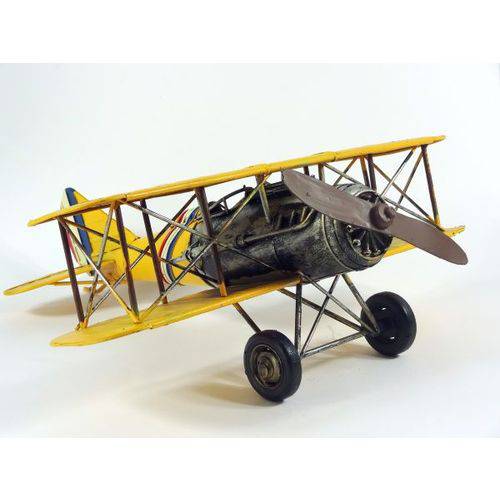 Tamanhos, Medidas e Dimensões do produto Miniatura Avião de Guerra Retro em Lata - 36,50 Cm - La Verne
