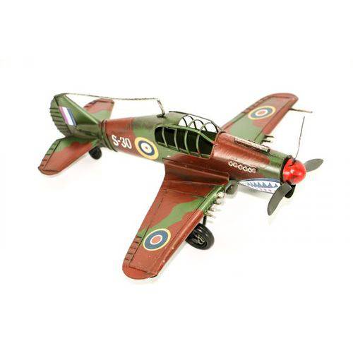 Tamanhos, Medidas e Dimensões do produto Miniatura Avião de Guerra Retro em Lata - Decoração/coleção
