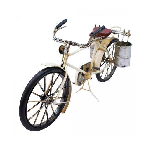 Tamanhos, Medidas e Dimensões do produto Miniatura Bicicleta Branca - com Baldes - 30 Cm - Estilo Retrô Vintage'