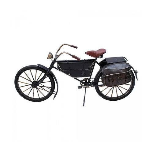 Tamanhos, Medidas e Dimensões do produto Miniatura Bicicleta Preta - com Bolsas 32 Cm - Estilo Vintage Retrô