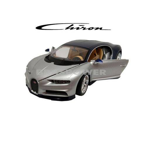 Tamanhos, Medidas e Dimensões do produto Miniatura Bugatti Chiron Prata - Nexmodels Escala 1:24