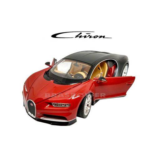 Tamanhos, Medidas e Dimensões do produto Miniatura Bugatti Chiron Vermelho - Escala 1:24