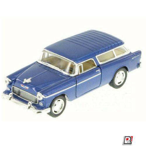 Tamanhos, Medidas e Dimensões do produto Miniatura Carro de Coleção Chevrolet Chevy Nomad Ano 1955 Vintage Cor Azul
