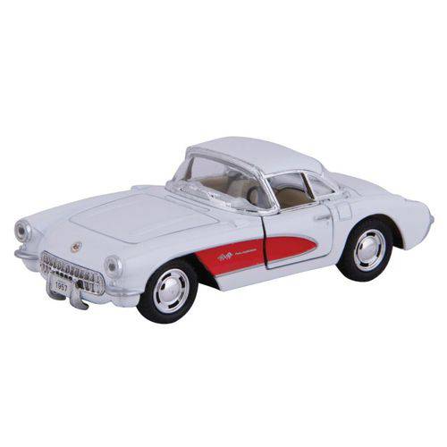 Tamanhos, Medidas e Dimensões do produto Miniatura Carro de Coleção Chevrolet Corvette Ano 1957 Vintage Cor Branco