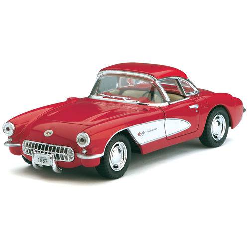 Tamanhos, Medidas e Dimensões do produto Miniatura Carro de Coleção Chevrolet Corvette Ano 1957 Vintage Cor Vermelho